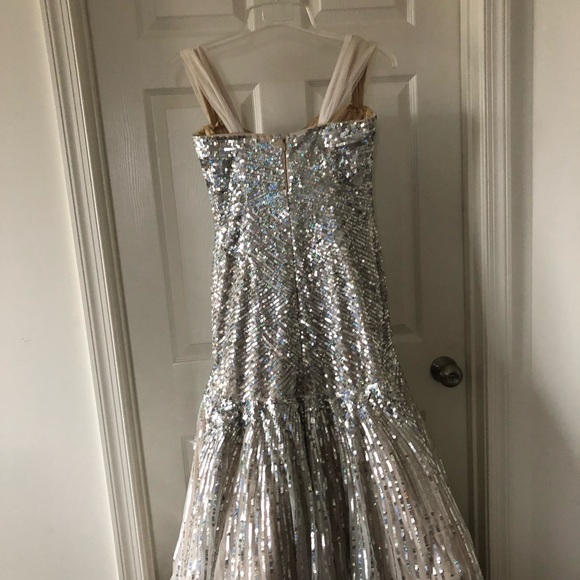 Jovani silver squint formal dress gown sz 12 - Picture 7 of 7